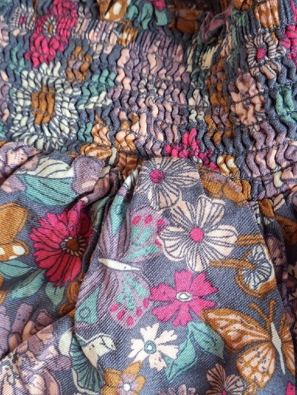 OshKosh B'gosh Multi-Color Floral Tiered Smocked Ruffled Skirt Back To School